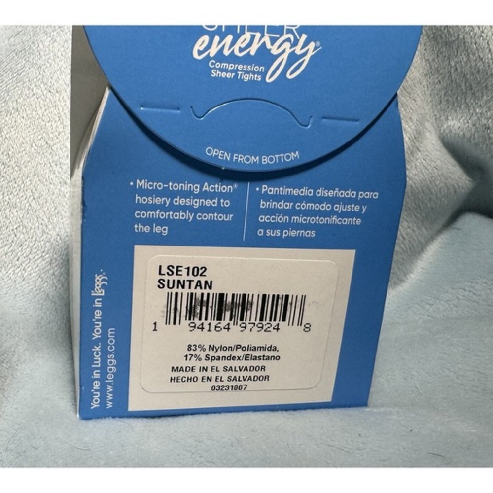 L'eggs Sheer Energy Compression Tights Medium Support Leg Q+ Suntan New 1pr - Picture 2 of 5